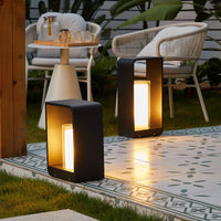Zwarte Rectangulaire Zonne- Buitenlamp met Frosted Glas