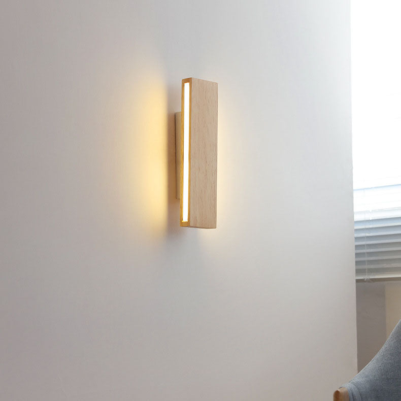 Japanse Houten Rechthoekige LED Wandlamp