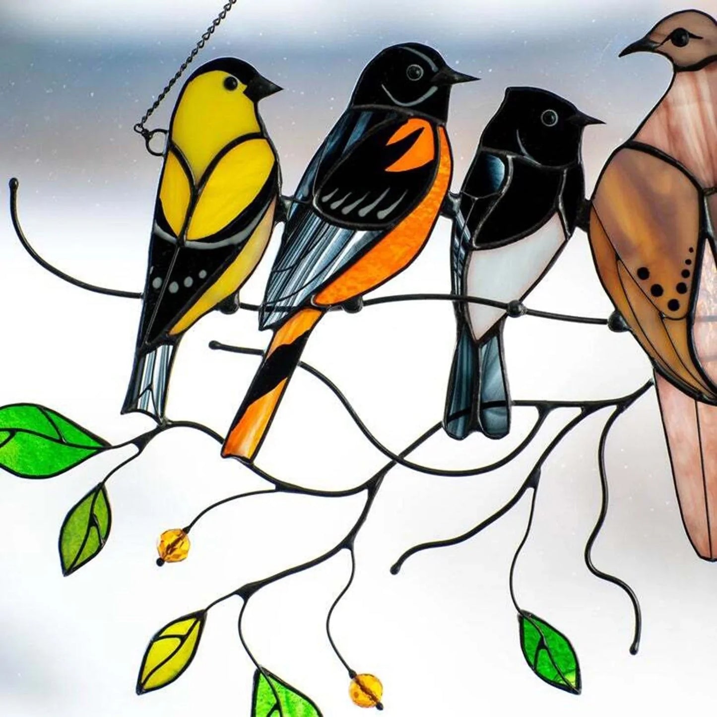 Gebrandschilderd glas vogel Suncatcher
