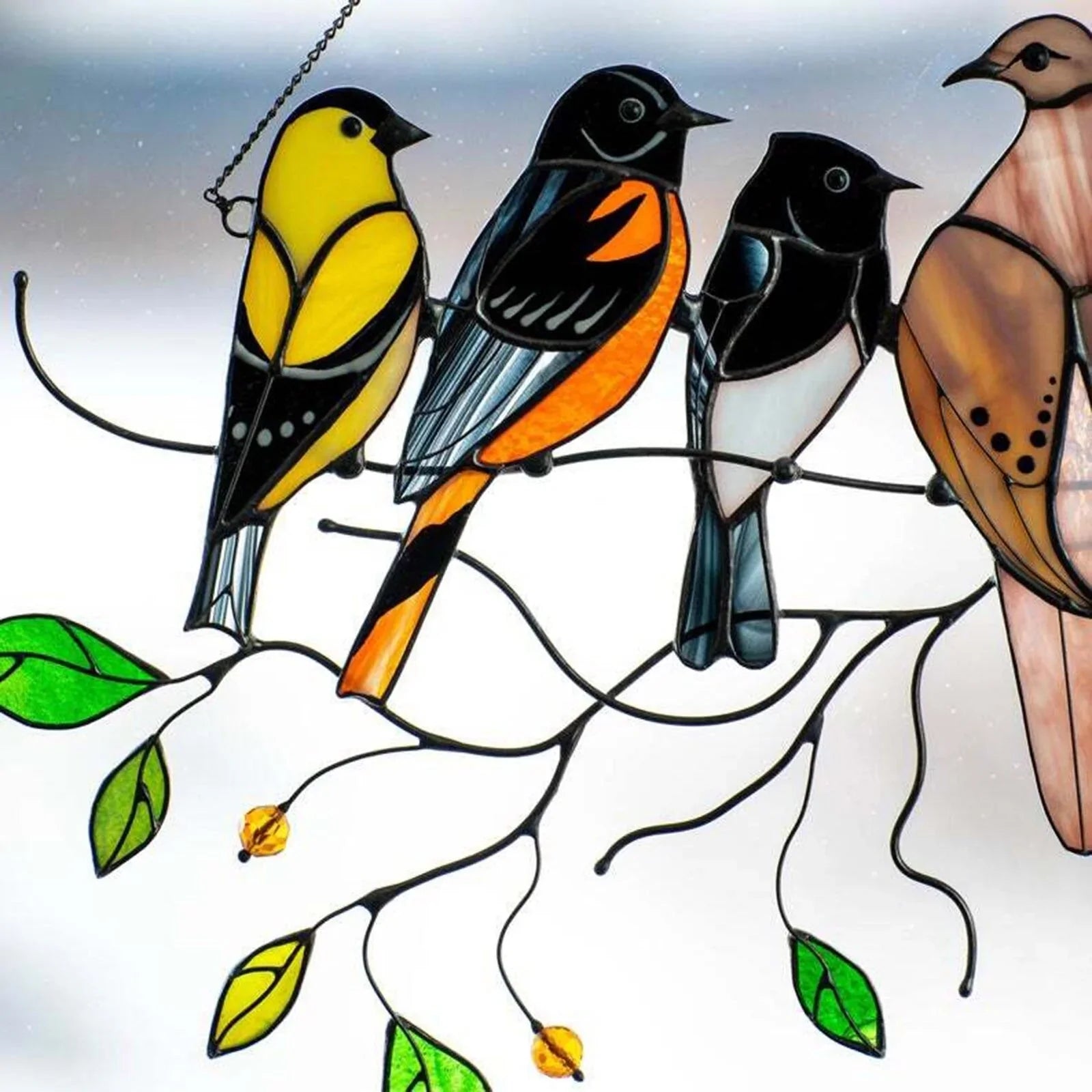 Gebrandschilderd glas vogel Suncatcher