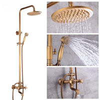 Vintage Koperen Douche Set Met Messing Kraan En Functionele Douchekoppen