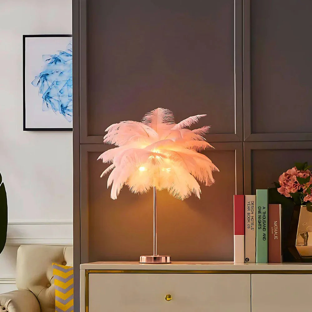 Veer Tafel Lamp met Metalen Stang en Ronde Basis