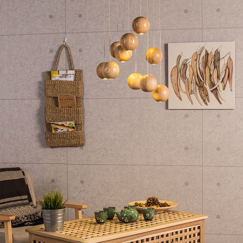 Houten Bol Pendellicht | Modern Natuurlijk Ontwerp