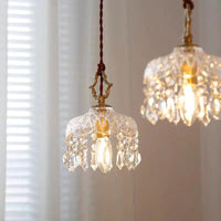 Vintage Koperen Kristallen Bloem Pendant Licht | 1-Licht