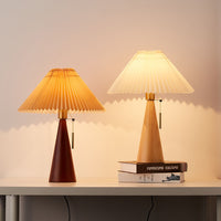 Japanse Minimalistische Houten Geplooide Stof LED Tafellamp 1-Licht