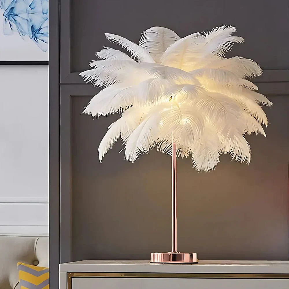 Veer Tafel Lamp met Metalen Stang en Ronde Basis