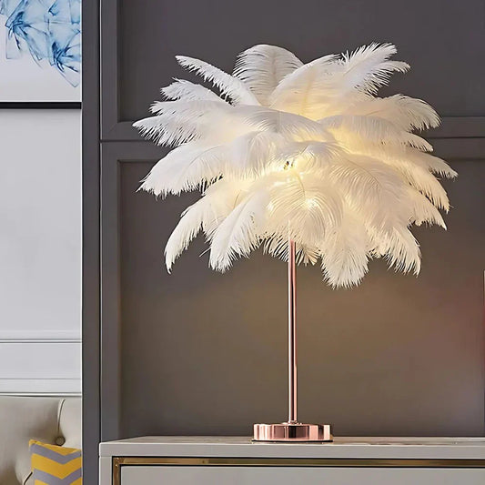Veer Tafel Lamp met Metalen Stang en Ronde Basis