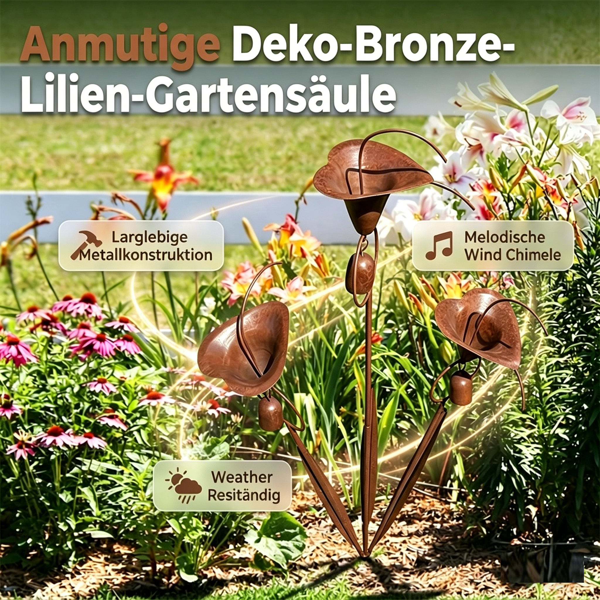 CallaChime™ | Handgemaakte Tuinstok met Klankspeel