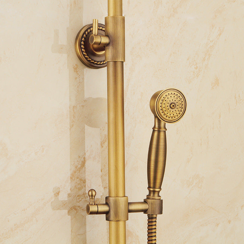 Vintage Koperen Douche Set Met Messing Kraan En Functionele Douchekoppen