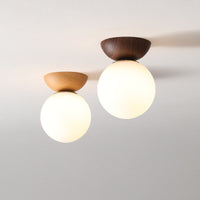 Glazen Bol Plafondlamp | Houtnerf Design