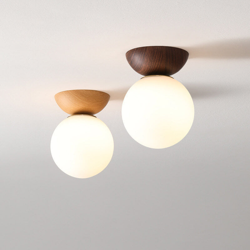 Glazen Bol Plafondlamp | Houtnerf Design