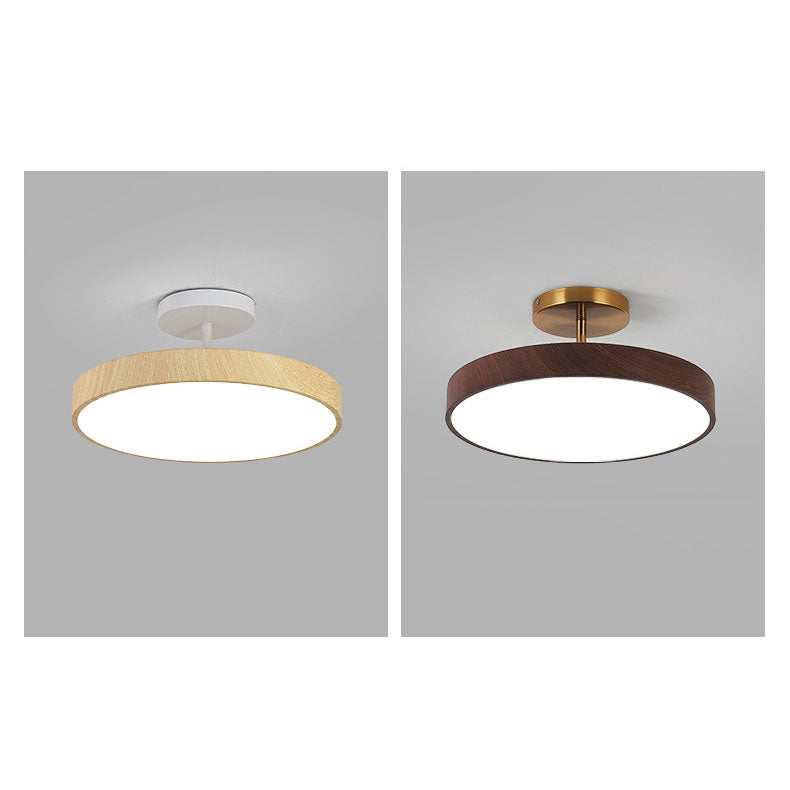 Japanse Houten Ronde LED Semi-Flush Mount Plafondlamp