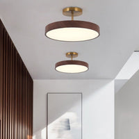 Japanse Houten Ronde LED Semi-Flush Mount Plafondlamp