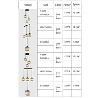 Vina Moderne Cluster Cilinder Glazen Hanglamp, Zwart/Goud