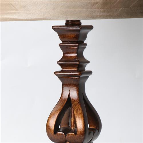 Bruine Vintage Vloerlamp met Plissé Lampenkap en Houten Stand