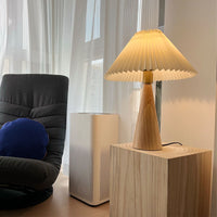 Japanse Minimalistische Houten Geplooide Stof LED Tafellamp 1-Licht
