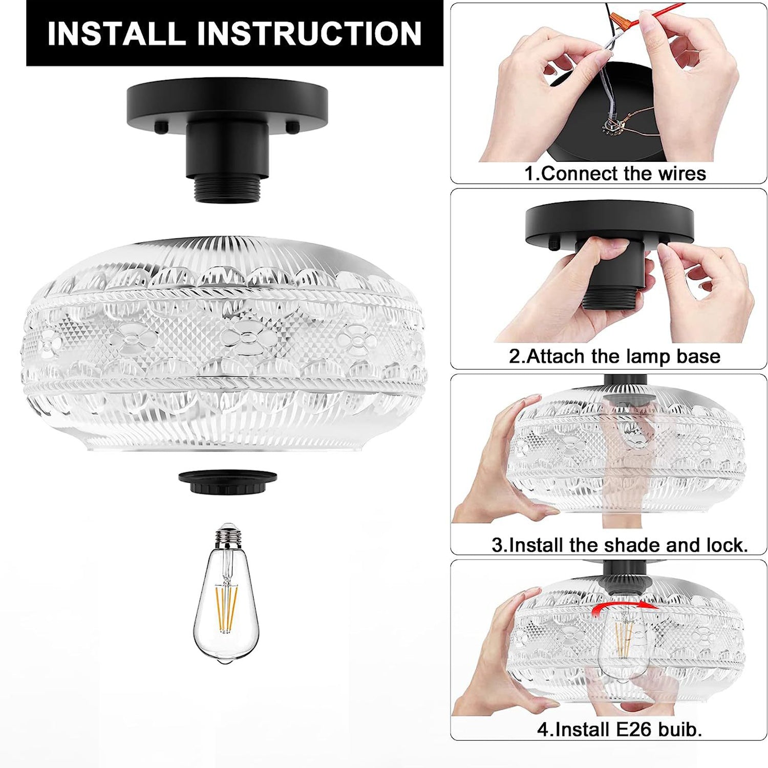 LustraTex Plafondlamp | Industrieel ontwerp van gestructureerd glas