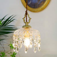 Vintage Koperen Kristallen Bloem Pendant Licht | 1-Licht