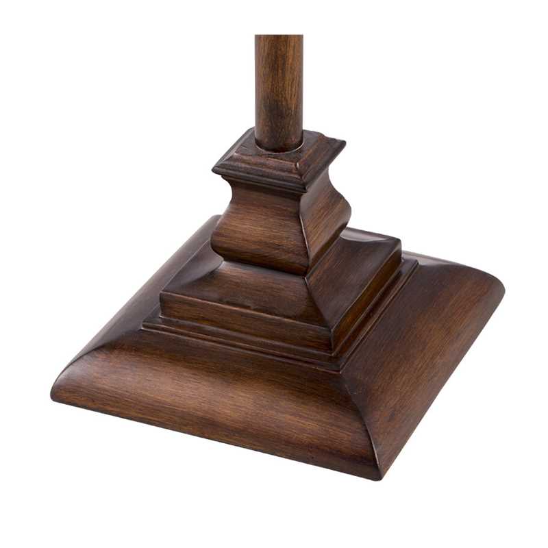 Bruine Vintage Vloerlamp met Plissé Lampenkap en Houten Stand