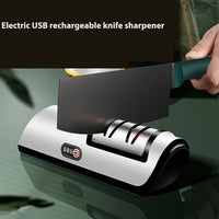 Skanto | Elektrische messen slijper – Multifunctionele huishoudelijke messen slijper, volledig automatisch met USB-opladen en 2 snelheidsinstellingen voor gebruik in de keuken