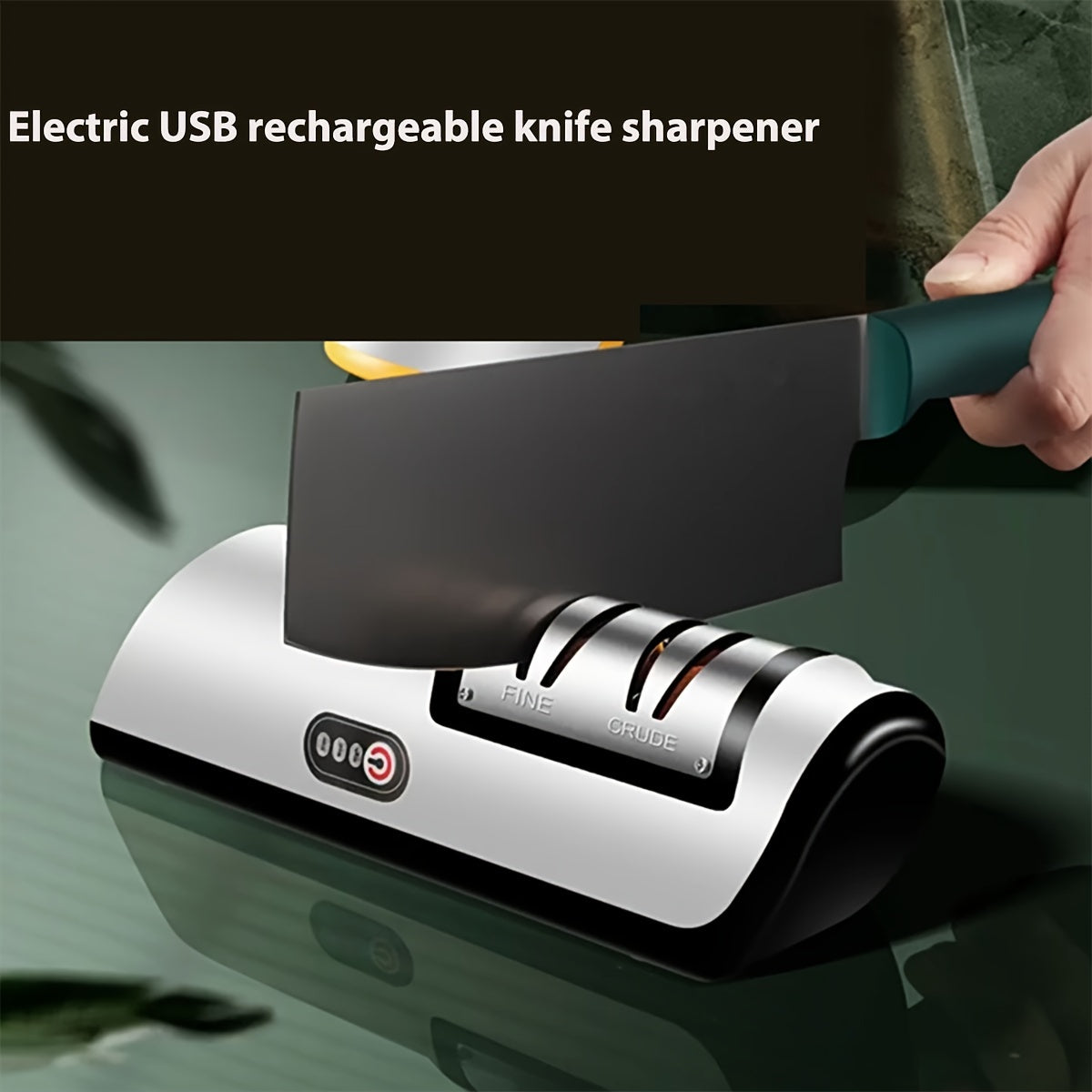 Skanto | Elektrische messen slijper – Multifunctionele huishoudelijke messen slijper, volledig automatisch met USB-opladen en 2 snelheidsinstellingen voor gebruik in de keuken