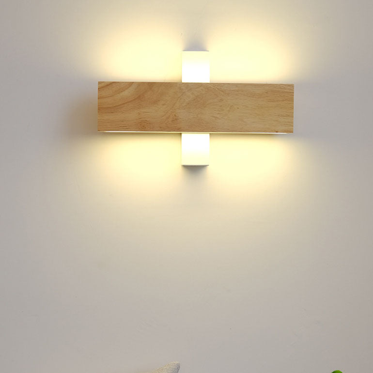 Japanse Houten Rechthoekige LED Wandlamp