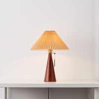 Japanse Minimalistische Houten Geplooide Stof LED Tafellamp 1-Licht