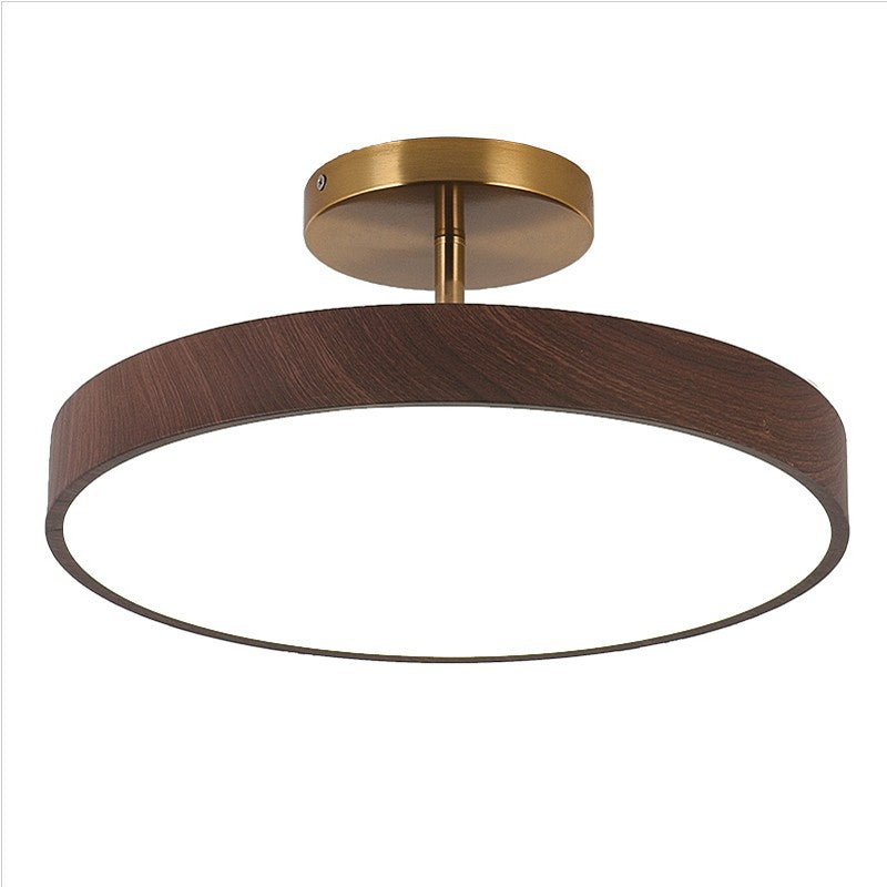 Japanse Houten Ronde LED Semi-Flush Mount Plafondlamp