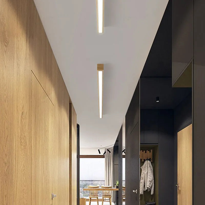 Arisha Linear Slim Plafondlamp, Hout