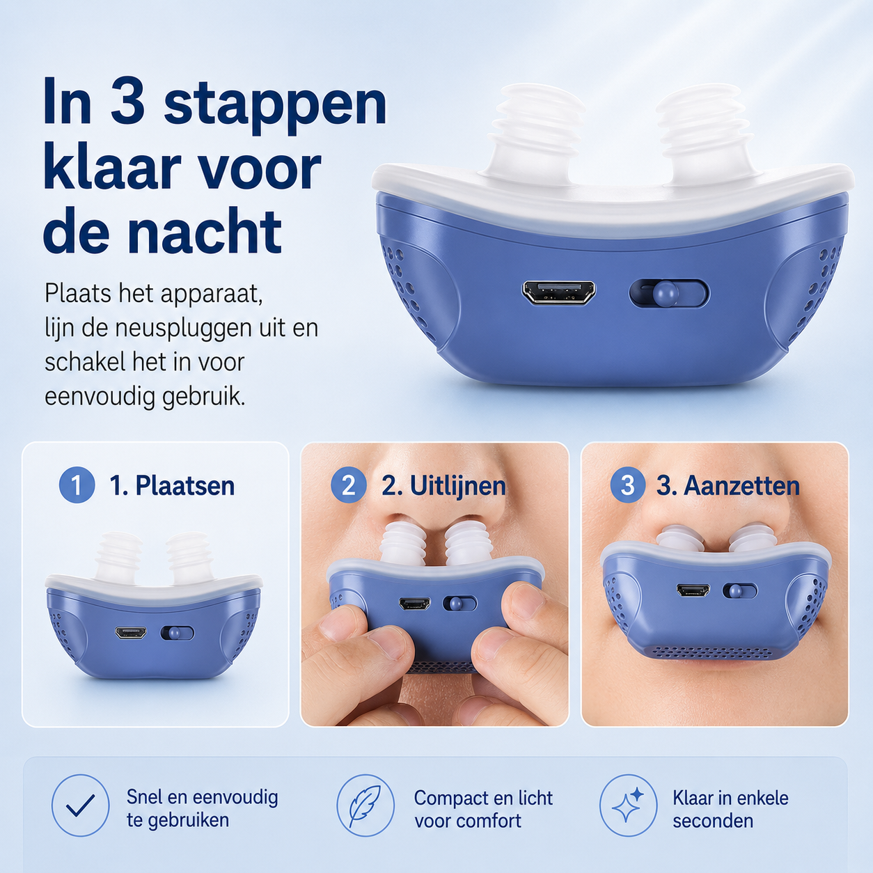 Micro CPAP slaapapneu apparaat voor op reis & anti-snurken - CPAP alternatief