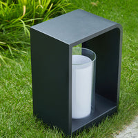 Zwarte Rectangulaire Zonne- Buitenlamp met Frosted Glas
