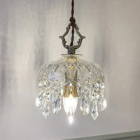 Vintage Koperen Kristallen Bloem Pendant Licht | 1-Licht