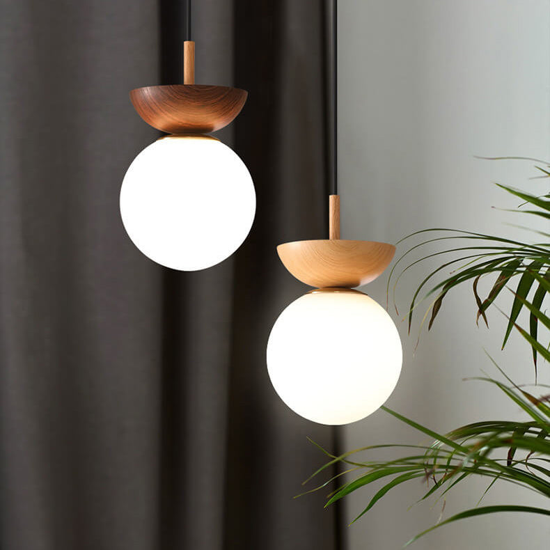 Glazen Bol Plafondlamp | Houtnerf Design