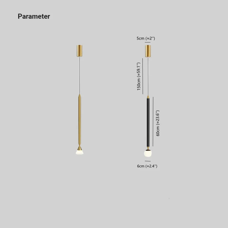 Auri Lineaire Metalen Hanglamp Nachtkastje, Zwart & Goud