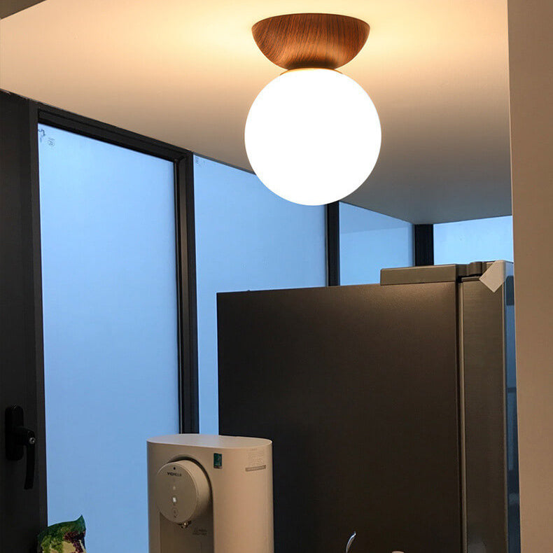 Glazen Bol Plafondlamp | Houtnerf Design