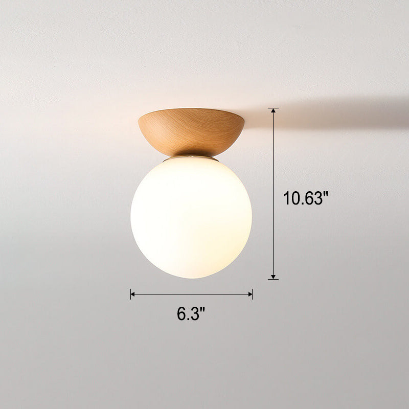 Glazen Bol Plafondlamp | Houtnerf Design