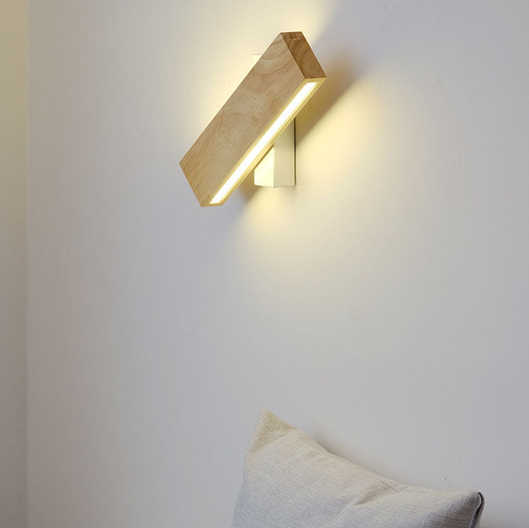 Japanse Houten Rechthoekige LED Wandlamp