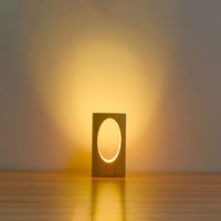 Japanse Massief Houten Rechthoekige Kolom-LED-Nachtlamp USB Tafellamp