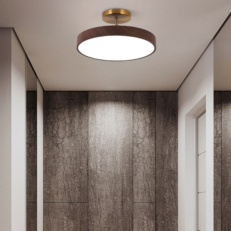 Japanse Houten Ronde LED Semi-Flush Mount Plafondlamp