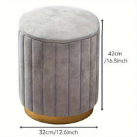 Nordic Chic Opberghocker – Stijlvolle Ronde Pouf met Opbergruimte en Spiegelafwerking