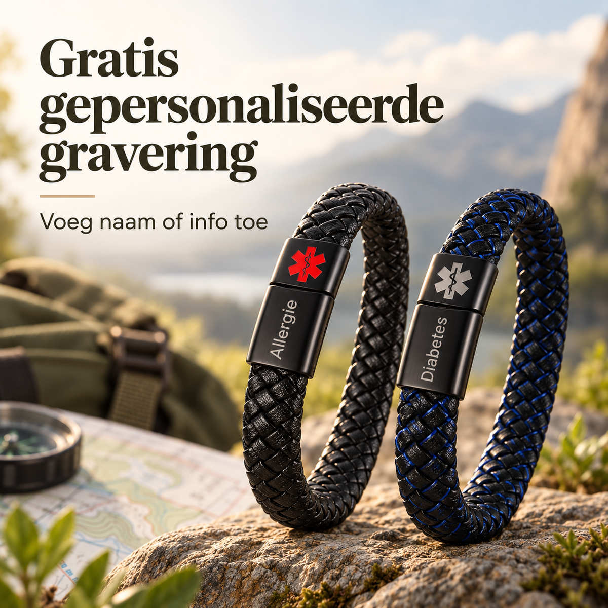 Custom AlertBand | Medische ID Armband voor Sporters & Outdoorliefhebbers