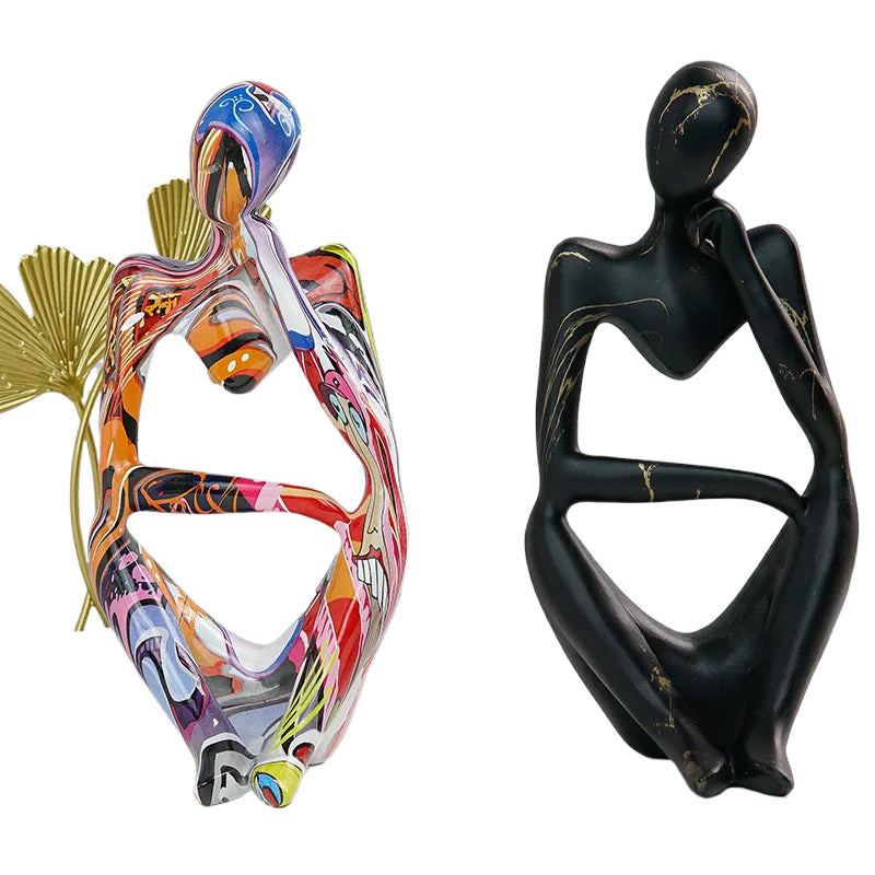 Abstracte Denker Sculptuur | Handgemaakte Hars Tafeldecoratie