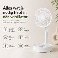 Vouwbare USB Accu Ventilator | Vouwbries