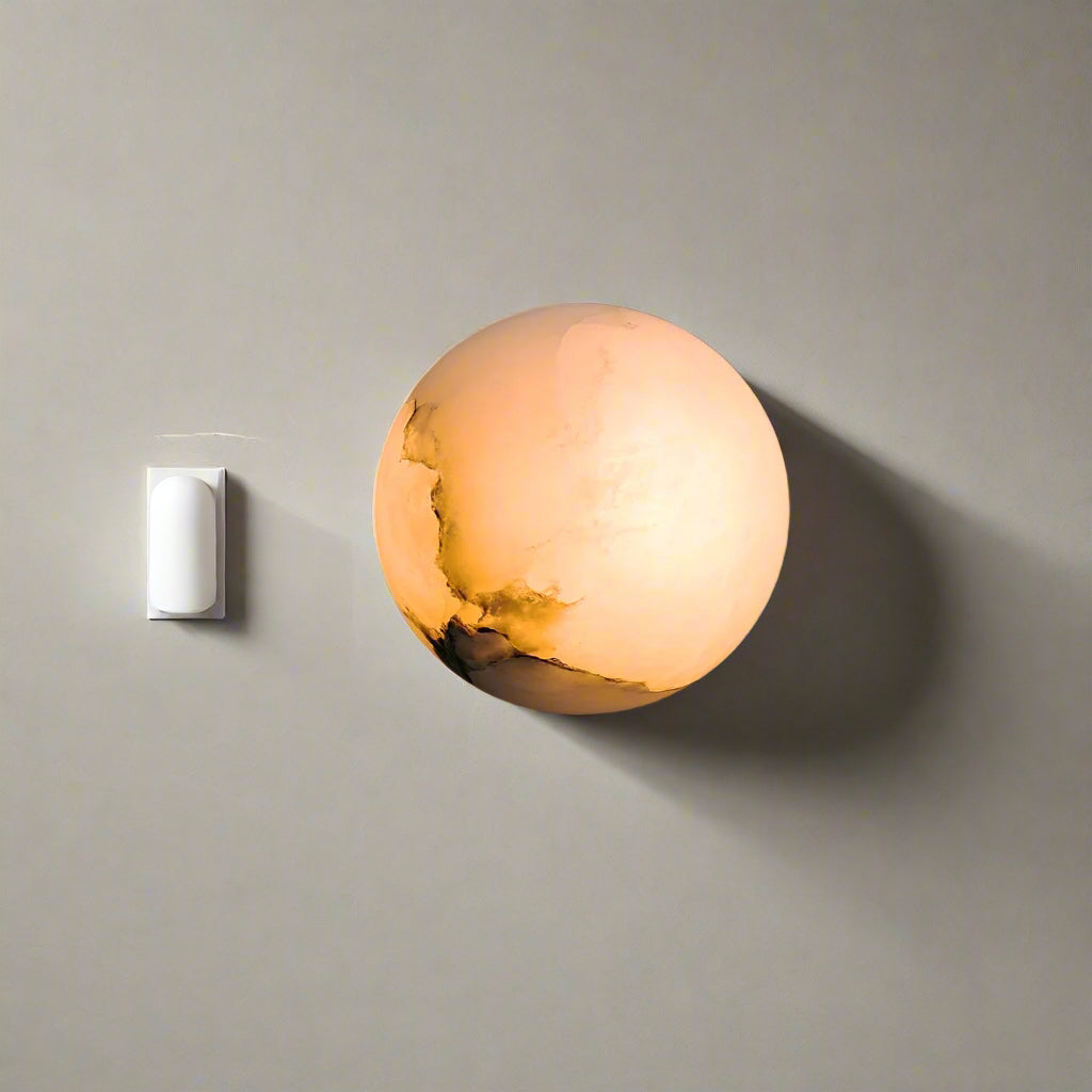 Alabaster Elegance Japandi Mini Orb Wandlamp