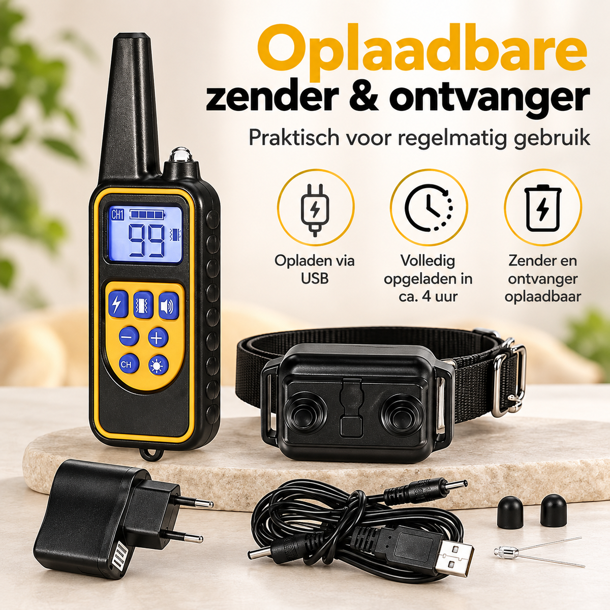 PROCANIS – Trainingshalsband voor Jacht- & Werkhonden met Afstandsbediening, IP67-Ontvanger & Bereik tot 800 m