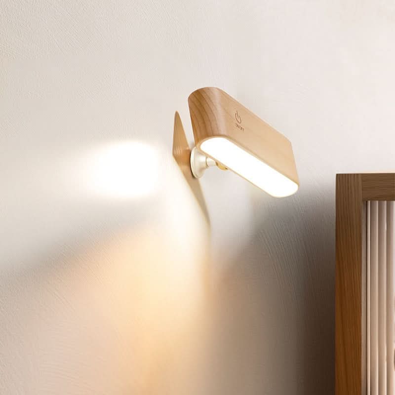 Massief houten bureau lamp met magnetische oplading
