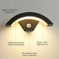 Elvon Nordic Arc Waterdichte LED Buiten Wandlamp, Zwart