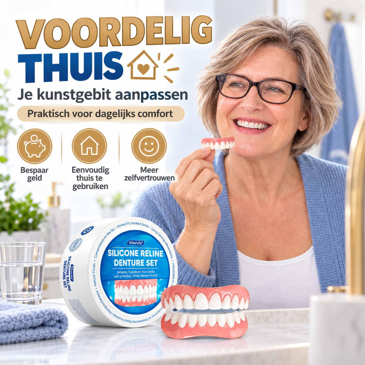 Bikenda | Voordelige Siliconen Reline-Set voor je Kunstgebit Thuis