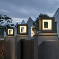 Ray Hedendaagse LED Cube Metalen Buitenlampen, Zwart