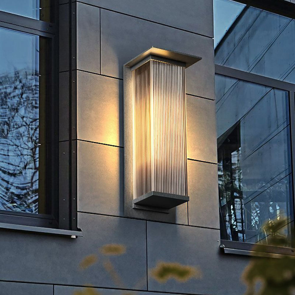 Ray Moderne Rechthoekige Metalen Buitenwandlamp, Zwart